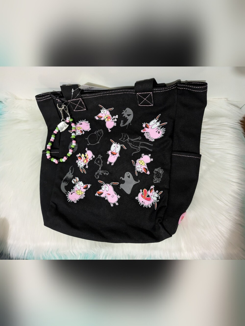 Courage The Cowardly Dog Grommet Tote Bag With Charm Cartoon Network New! - Picture 2 of 8